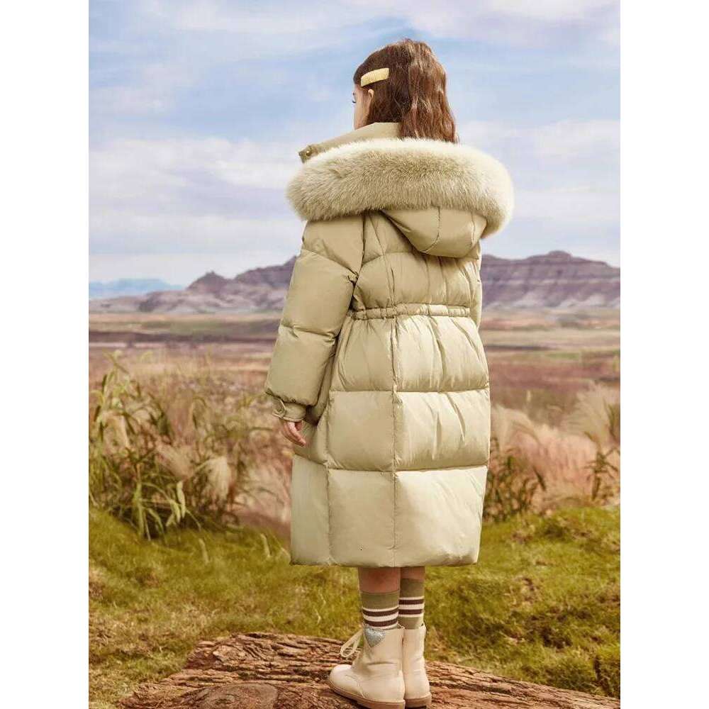 Warm Winter Girls' Down Jacket 5-14 Years Children's Thick Girl's Woolen Collar Padded Coat