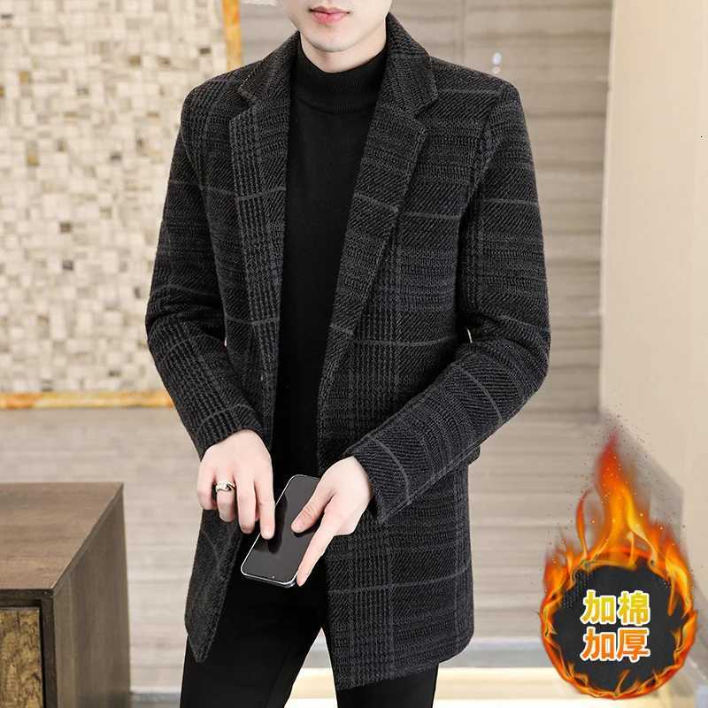 2025 Winter New Mens High Quality Medium to Long Length Cotton Warm American Single breasted Woolen Jacket CoatT251025