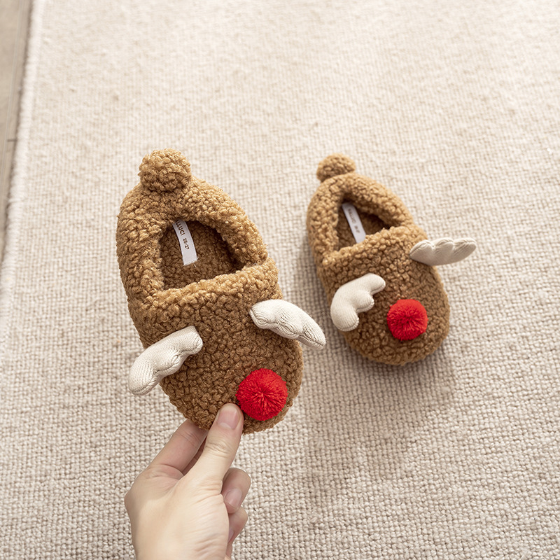 Winter luminous shoes, warm and fashionable home shoes, soft soled thick Christmas cotton slippers, casual children's shoes