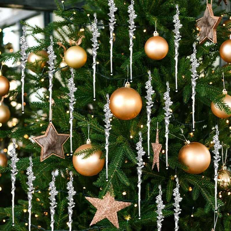 Christmas Acrylic Icicle Transparent Simulated Icicles Decoration Christmas Tree Hanging Ornament Xmas Wedding Party Decoration C251024