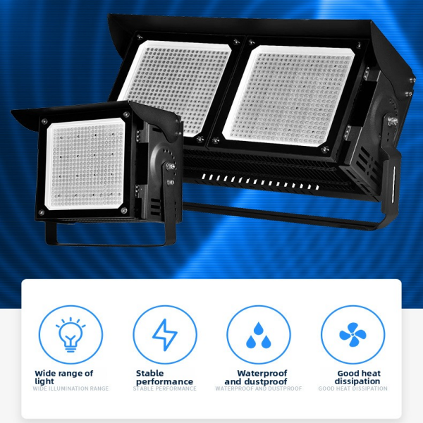 LED Stadium Flood Light, High Brightness Outdoor Sports Lighting with Adjustable Bracket, Waterproof Floodlight for Basketball Court, Football Field, 