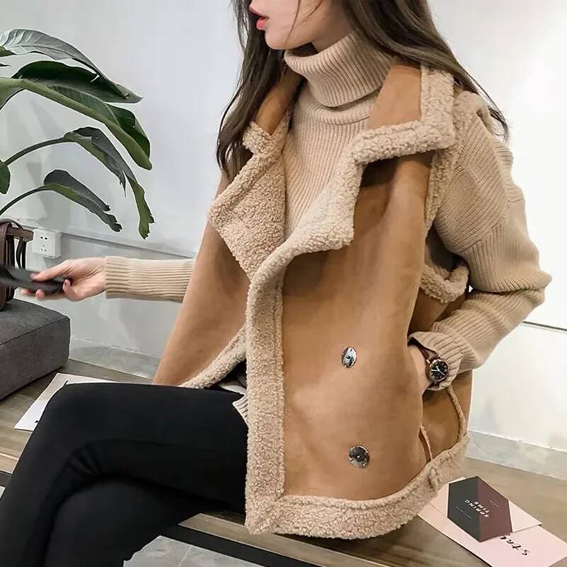 2024 Autumn/Winter Integrated Large Size Versatile No Sleeve Shoulder Vest Lamb Wool Clip-On Jacket For Women From China dongdumaoyi