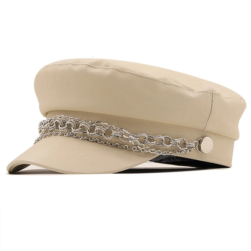 Women Ladies Autumn Winter Beret Hat PU Leather British Style Flat Top Octagonal Cap Adjustable Female Hat 251023