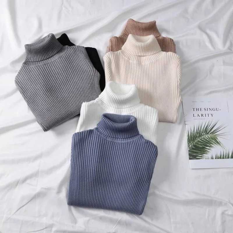 Autumn Winter 2025 Solid Knitted Sweaters Korean Women Sweater Turtleneck Basic Slim Elastics Pullovers Versatile Warm JumperT251025