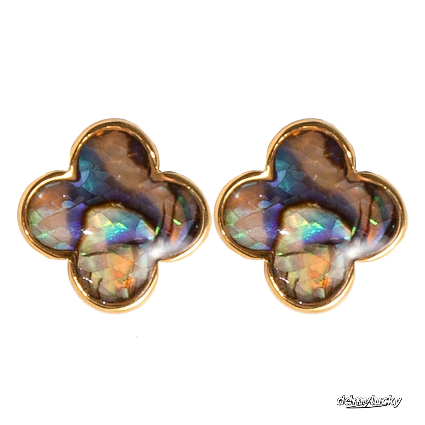 Abalone Shell Clover For Women - Natural Style Fashionable Sier Needle Dangle Earrings Ddmylucky