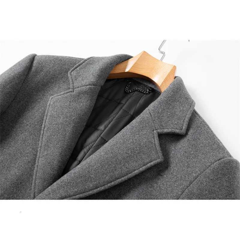 Woolen overcoat for men fashionable middleaged midlength business casual windbreaker mens woolen coatT251025
