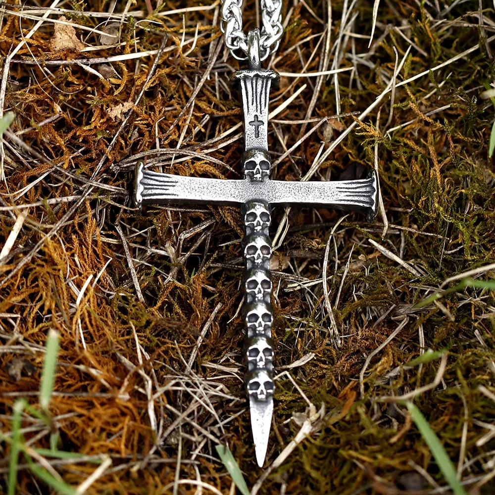 Creative s cross Skull Coffin Necklace Pendant For Men Gothic Punk Jewelry for gift Drop 50 251023