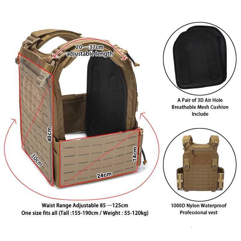 Plate CarrierNylon Tactical VestMol Vestfor Outdoor Hunting Accory Holds Standard 25x30cm PlateInclude 1 Pair Mesh Y251022