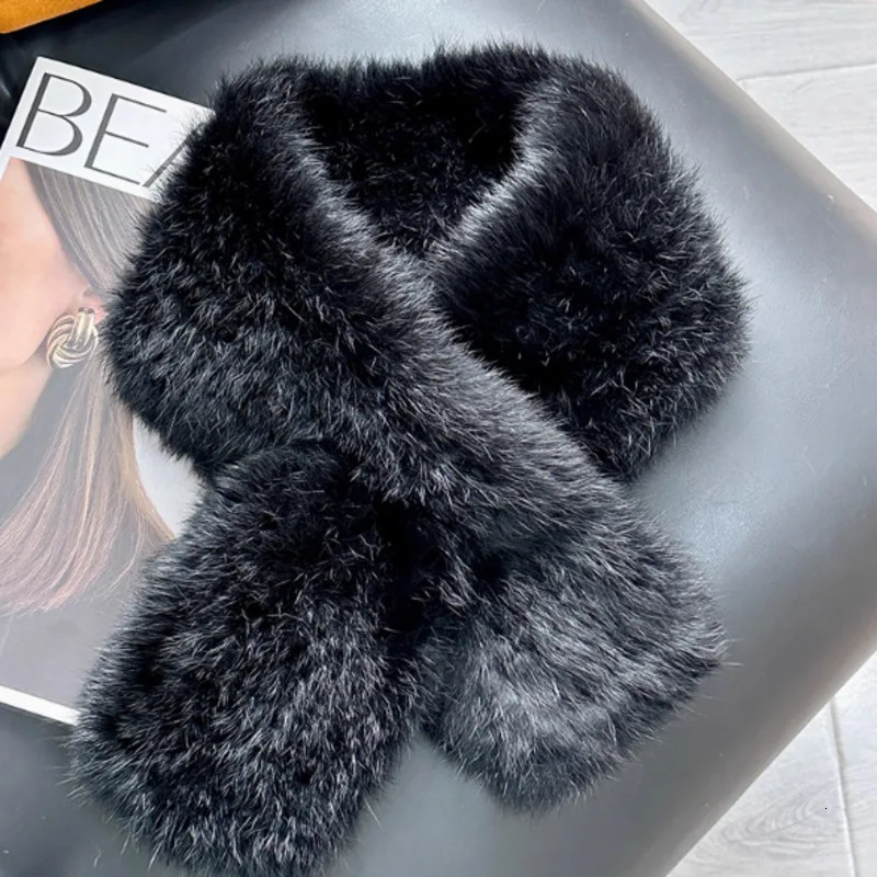 Rex Rabbit Fur Scarf Warm Thickened DoubleSided Fur Scarf Outdoor Knitted Neck Warmer For Women Real Fur Scarf Neckerchief 251020