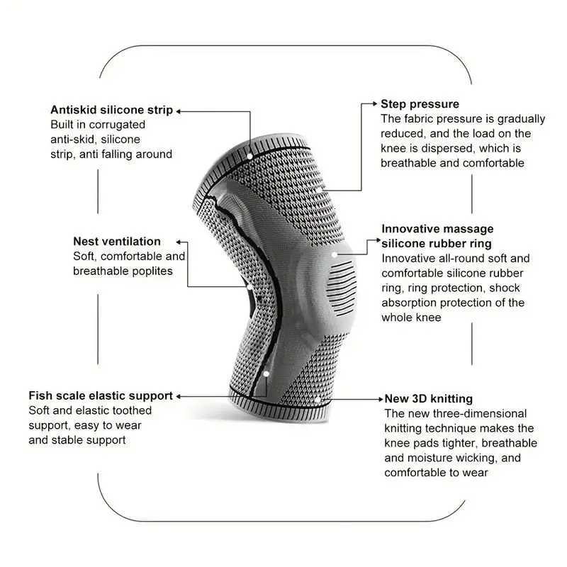NonSlip Knee Support Brace with Patella Gel Pad Stabilizers ComfortFit Compression Sleeve for Arthritis Sports Y251024