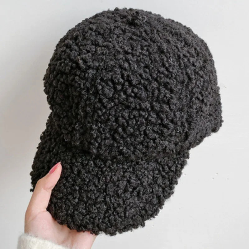 Lamb Wool Cap Women Baseball Cap Autumn Winter Warm Hat Lady Girls Outdoor Warm Winter Spring Plush Fuzzy Men Caps Hat 251023