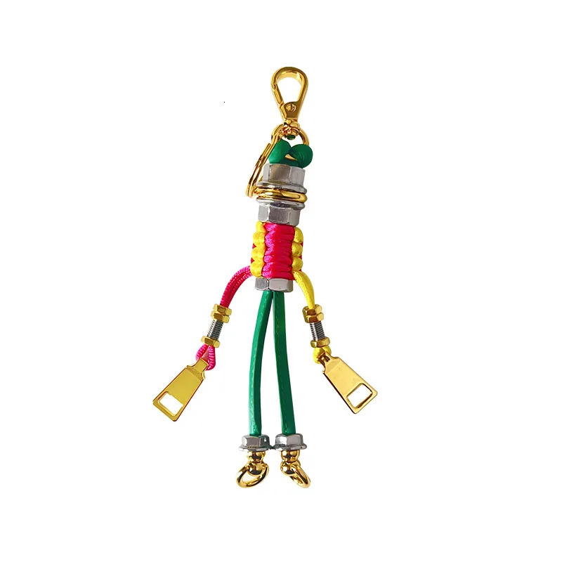 Robot Pendant Metal Rope Woven Lanyard Mens and Womens Bag Pendant Trendy Keychain Creative Car Pendant 251023