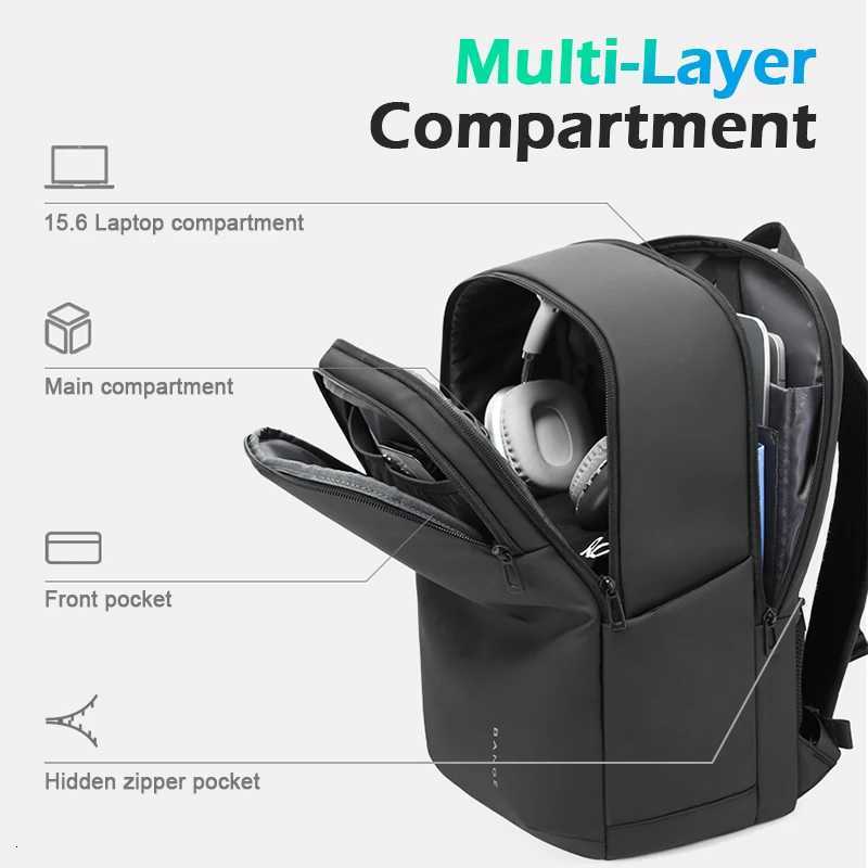 BANGE Simple Design MultiPocket Waterproof Business Trip Backpack Men School Bag 156 Inch Laptop Bagpacks for Male Back Pack W251025