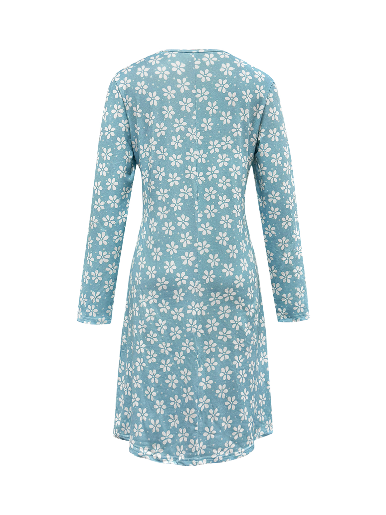 Autumn Winter New Women's Fashion Gentle Fresh Casual Vacation Dress, Milk Silk Blue Midi Dress, S-XXL---CF51213