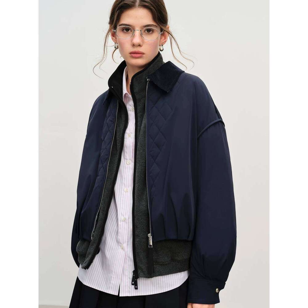 Barn Style Lightweight Padded Jacket Women's 2025 Winter Vintage Academic Plaid Panel Short Coat Retro College Outerwear Coats Designer Women