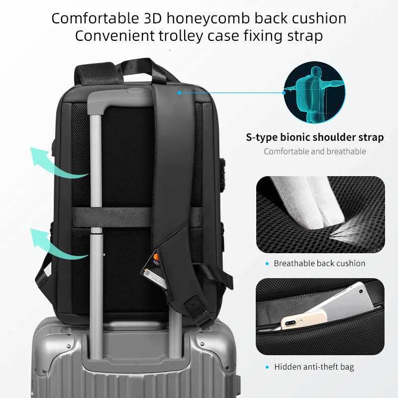 Fenruien Brand Laptop Backpack Antitheft Waterproof School Backpacks USB Charging Men Business Travel Bag Backpack New Design W251025