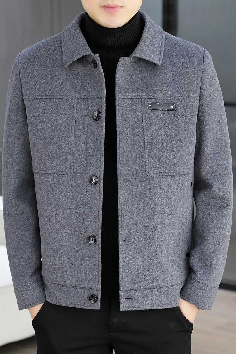 Brand Winter Woolen Jackets Men Thick Warm Lamb Wool Short Trench Coat Solid Color Versatile Casual Business Social OvercoatT251025
