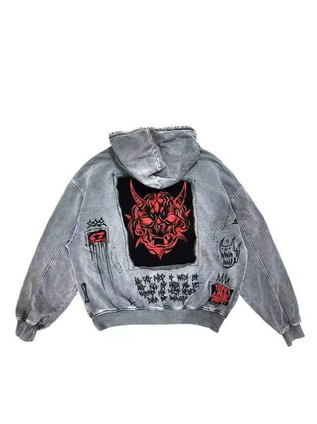 Designer Y2K European and American lambswool splicing cardigan zipper hooded street jacket for men and women575