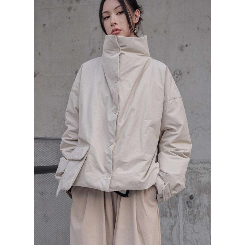 Apricot Big Size Warm Cotton-Padded Coat Long Sleeve Loose Fit Women Parkas Fashion Tide New Autumn Winter 2025