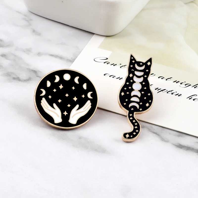 Witches Punk Black Enamel Pins Magical Hat Furnace Moon Cat Brooch Backpack Denim Lapel Pin Badge Dark Gothic Party Jewelry Gift J251115