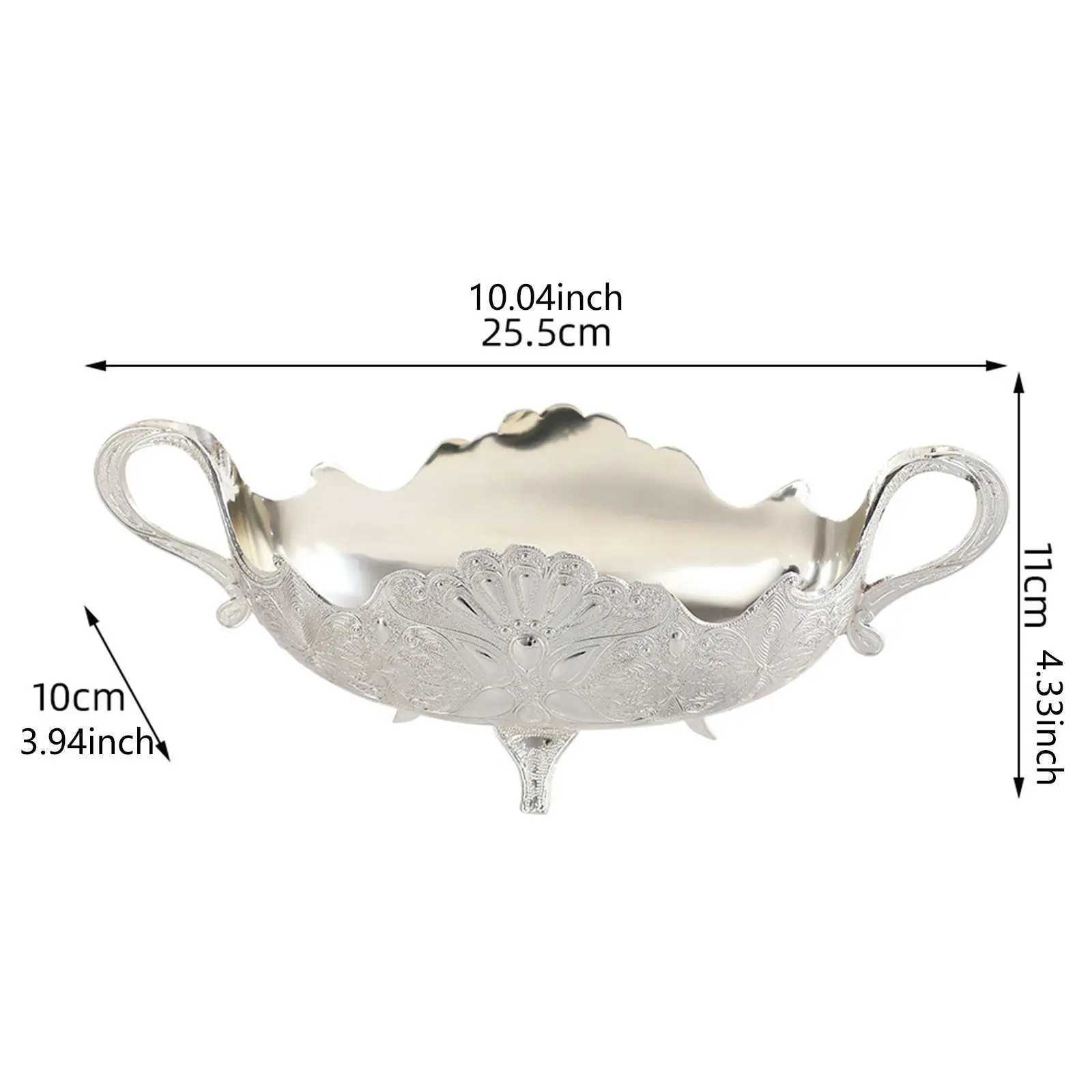 Footed Fruit Bowl Snacks Plate Double Ear Design Decorative Countertop Organizer Fruit Holder for Bar Wedding Holidays He Y251025
