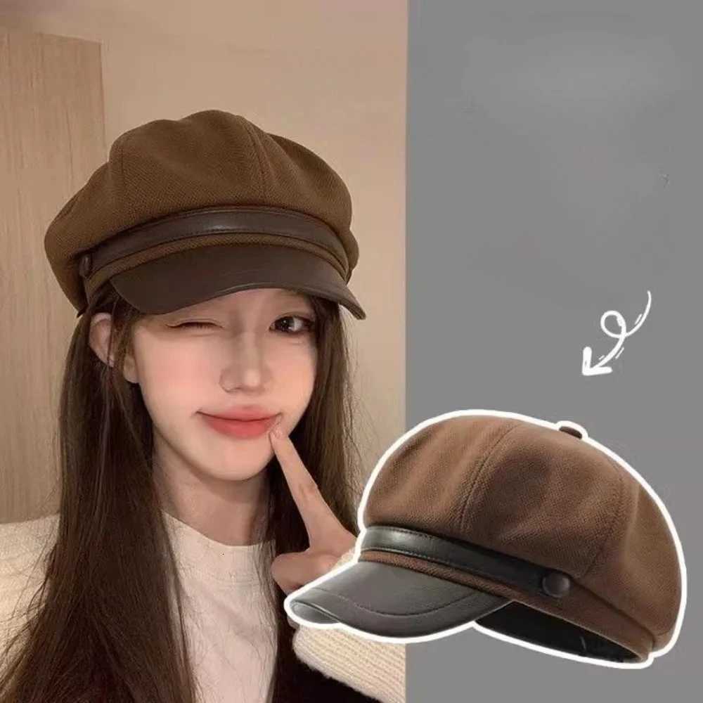 Elegant Winter Beret for Wen Thermal Li Octagonal Hat with Duck Bill Brim Artistic Painter Style C Y251025