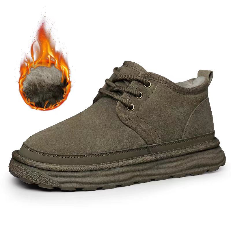 Designer bag autumn and winter fur on Leather warm snow boots thickened fashionable casual work wear boots for man