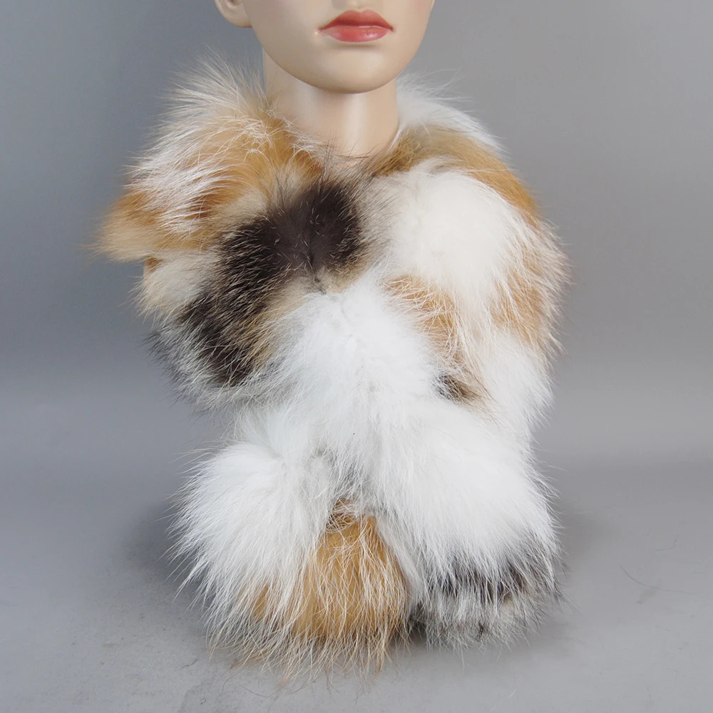 Winter Warm Soft Knitted Real Fox Fur Neckerchief Quality Natural Fox Fur Ring Scarves Style Women Real Fox Fur Scarf Girls 251020