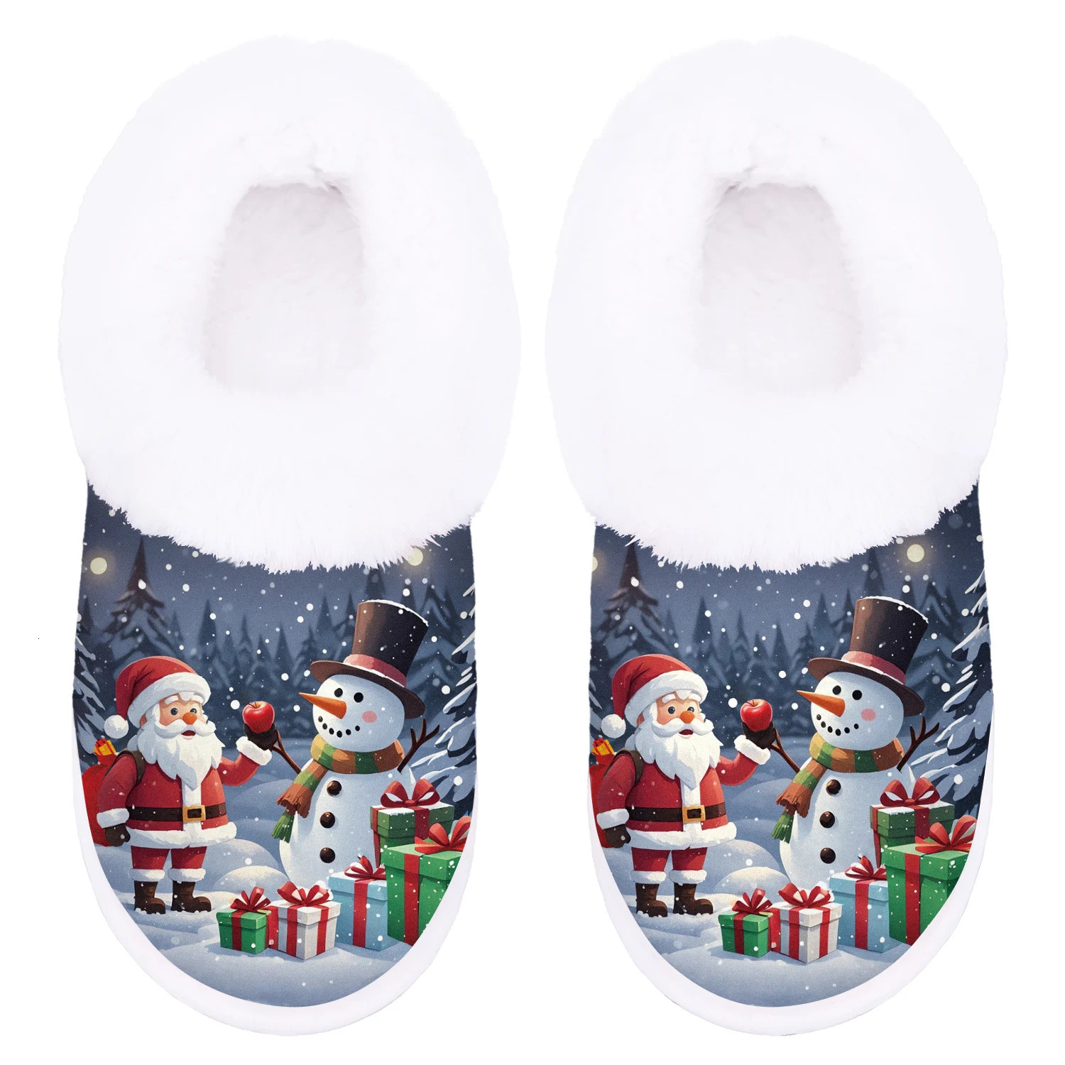 Christmas Present Cute Santa ClausSnowman IndoorOutdoor Slippers Soft House slippersWarm Bedroom Slippers251020