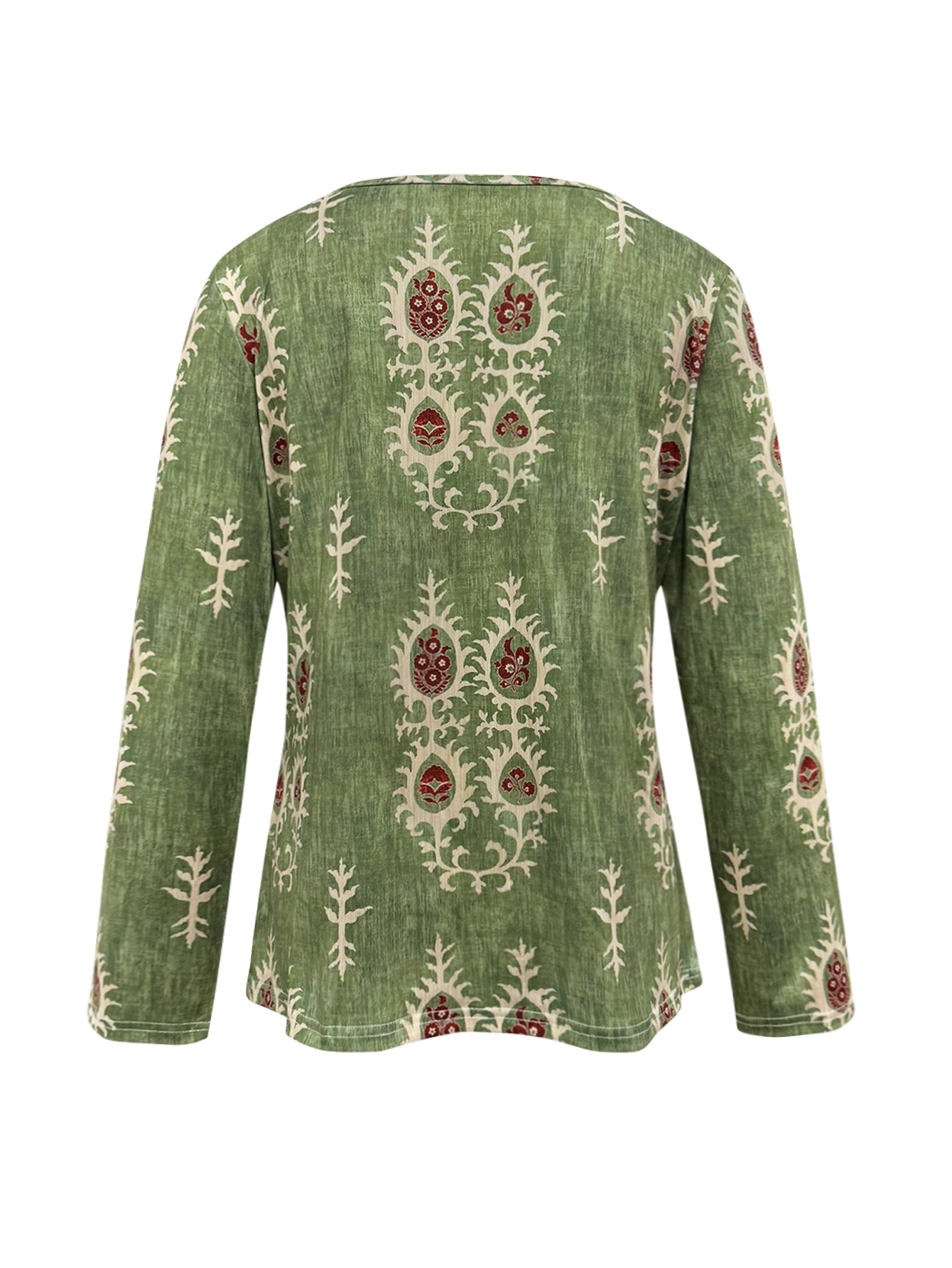 Autumn Winter Retro Fashion Commute Style Green V-Neck Loose Comfortable T-Shirt, Milk Silk Daily Casual Versatile Thin Long Sleeve Top for Women, S-X