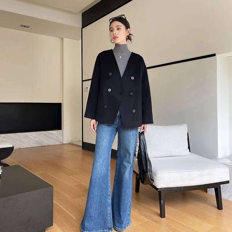 Women S Cashmere Thick Double Sided Jacket Classic Multi Functional Fashion Suitable For Business
