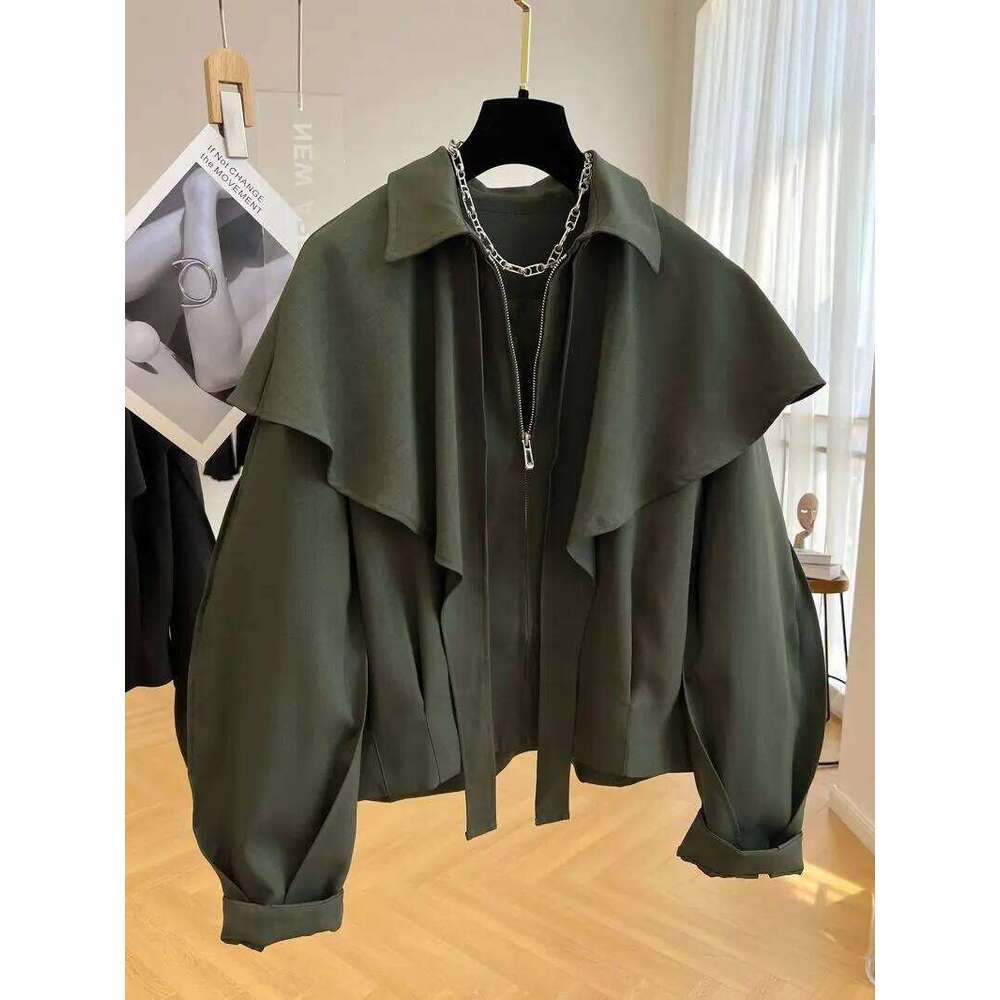 Korean Fashion Cloak Casual Capes Jacket Women S Dongdaemun Short Coats Woman Heavy Jackets Trend Winter Cardigan Tops New