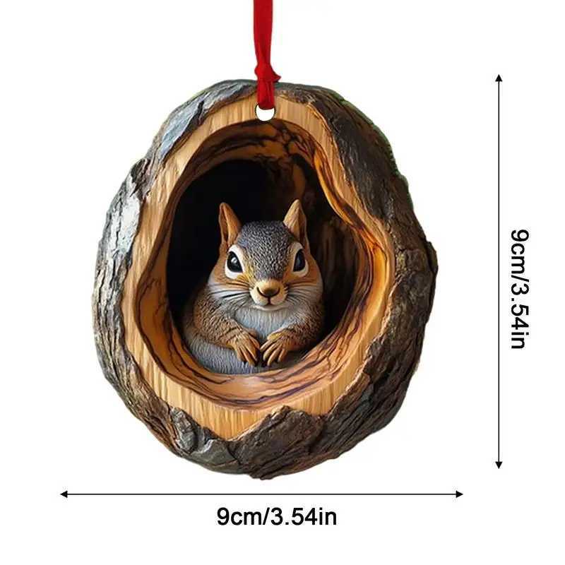 2D Flat Animal Christmas Ornaments Christmas Acrylic Pendant Animal Raccoon Owl Squirrel Hedgehog Bunny Bird Wildlife Ornaments C251024