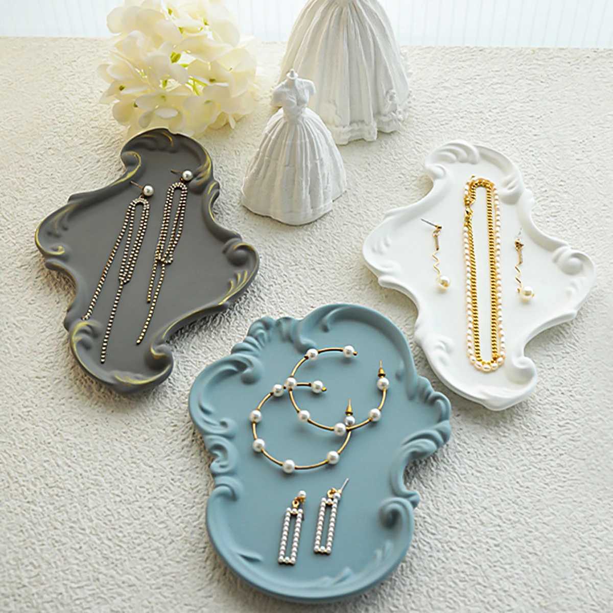 Baroque Style Storage Tray Silicone Mold DIY European Style Lace Tray Crafts Making Plaster Concrete Molds He Decor Y251025