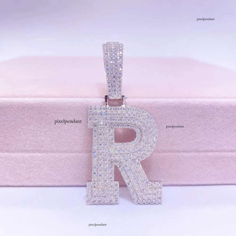 Vermeil Sterg Sier Necklace Hip Hop Fine Jewelry Iced Out Vvs Moissanite Dia Initial Letters Pendant Necklaces Men