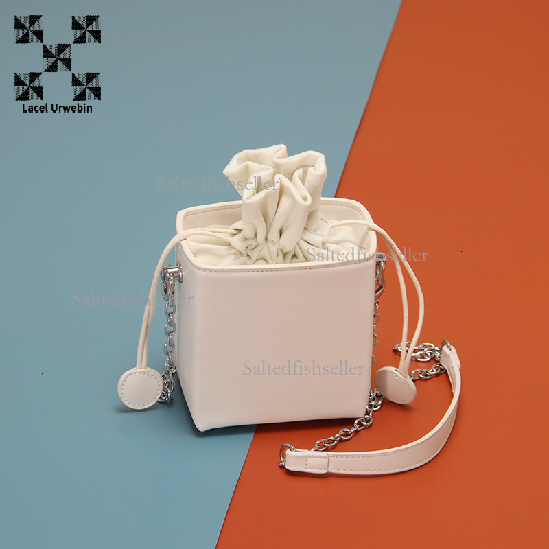 Lacel Urwebin Designer Korean Candy Colored Small Square Bag Luxury Fashion Drawstring Bucket Bag Stylish Mini Chain Shoulder Crossbody Bag Handbag