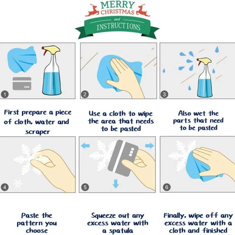 Christmas Window Clings Cute Xmas Decorations for Winter Holiday Home Party Santa Reindeer Snowman Snowflake Stickers for Glass C251024