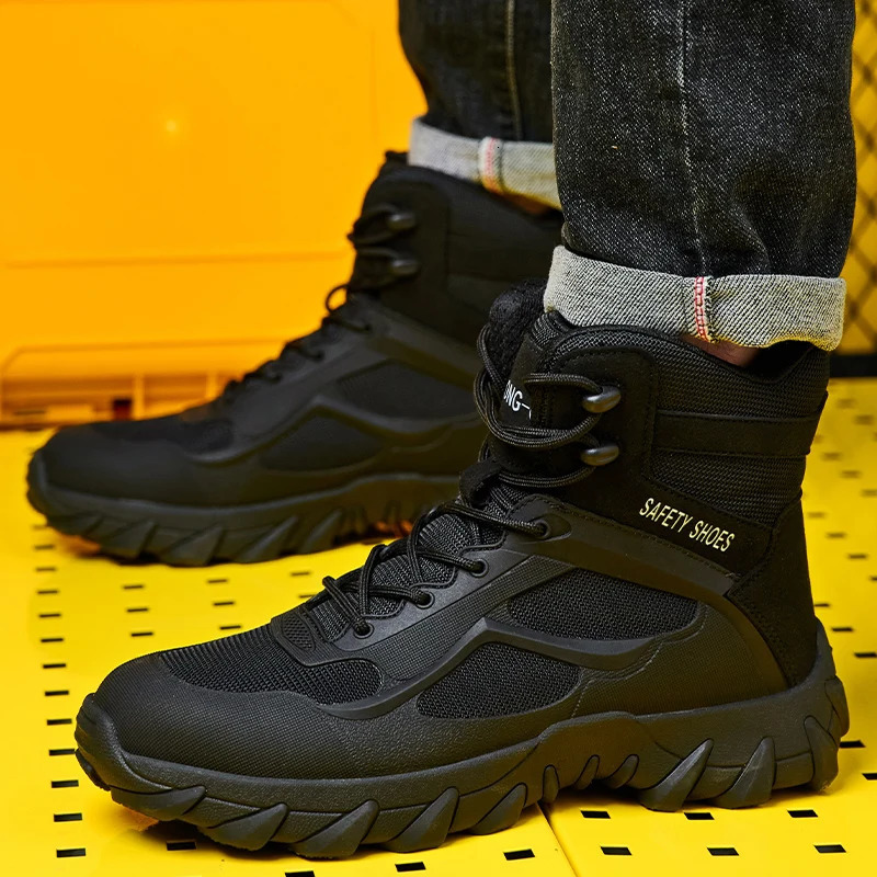 Mens outdoor safety Boots desert tactical Boots PunctureProof Work Boots Steel Toe shoes Protective Boots Indestructible shoes 251021