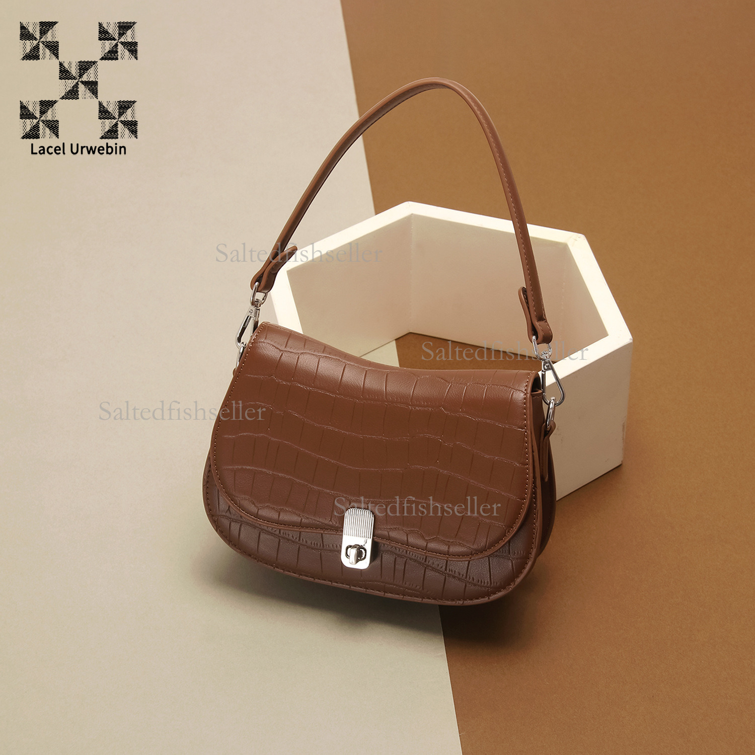 Lacel Urwebin Designer New Women's Single Shoulder Underarm Bag Luxury Fashion Versatile High End Crossbody Bag Metal Buckle Flip Commuter Busine
