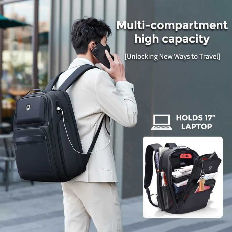 Fenruien Men 36L Business Backpack USB Waterproof Multi Pocket Backpacks Fit 173 Inch Laptop W251025