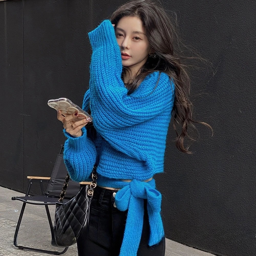 2025 Hollow Out Spring Womens Clothing Retro Trend Blue Zipper Striped Knitted Cardigan Top Jacket Female Clothing Men 251013