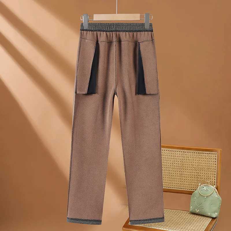 High Quality Woolen Straight Trousers Women Autumn Winter Oversize 6XL High Waist Pants Fleece Thicken Warm Casual Pants FemaleT251025