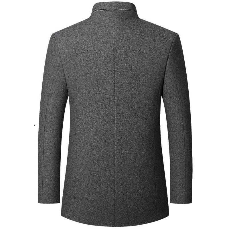 Mens Woolen Jacket Suit Standup Collar Middleaged Autumn and Winter Woolen Men JacketT251025