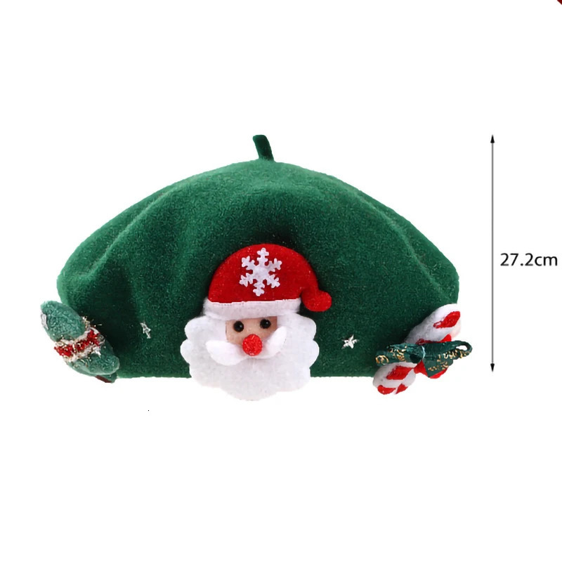 Christmas Beret Hat Women Funny Warm Berets Fashion Korean painter hat Black White Green Red Christmas Hats 251023