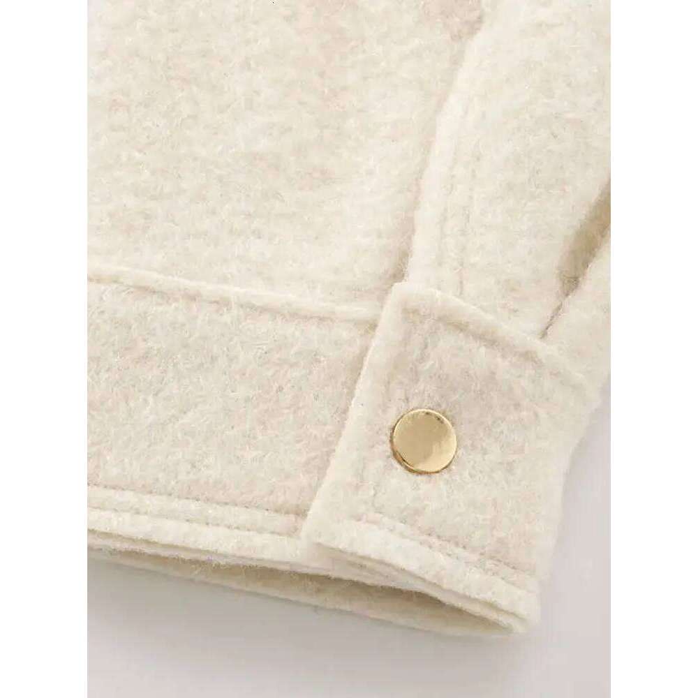 Cropped Jacket With Pockets For Women Long Sleeve Coat Front Zipper Female Outerwear Chic Tops Fashion