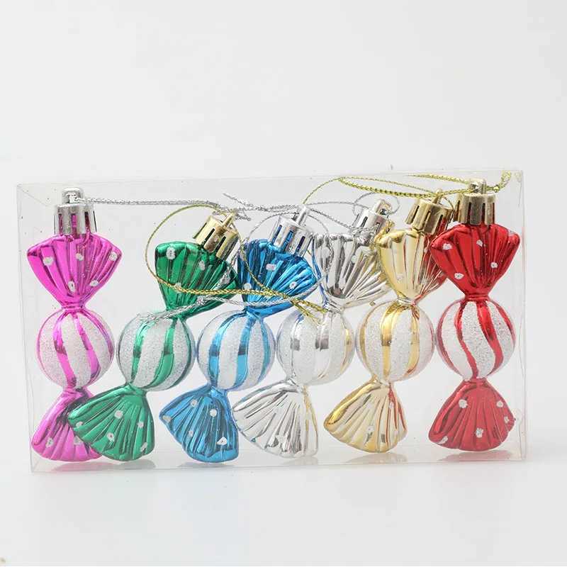 6PCSBox DIY Christmas Tree Decoration Pendant Electroplating Candy Xmas Ball Window Door Hanging Ball 2025 Happy New Year C251024