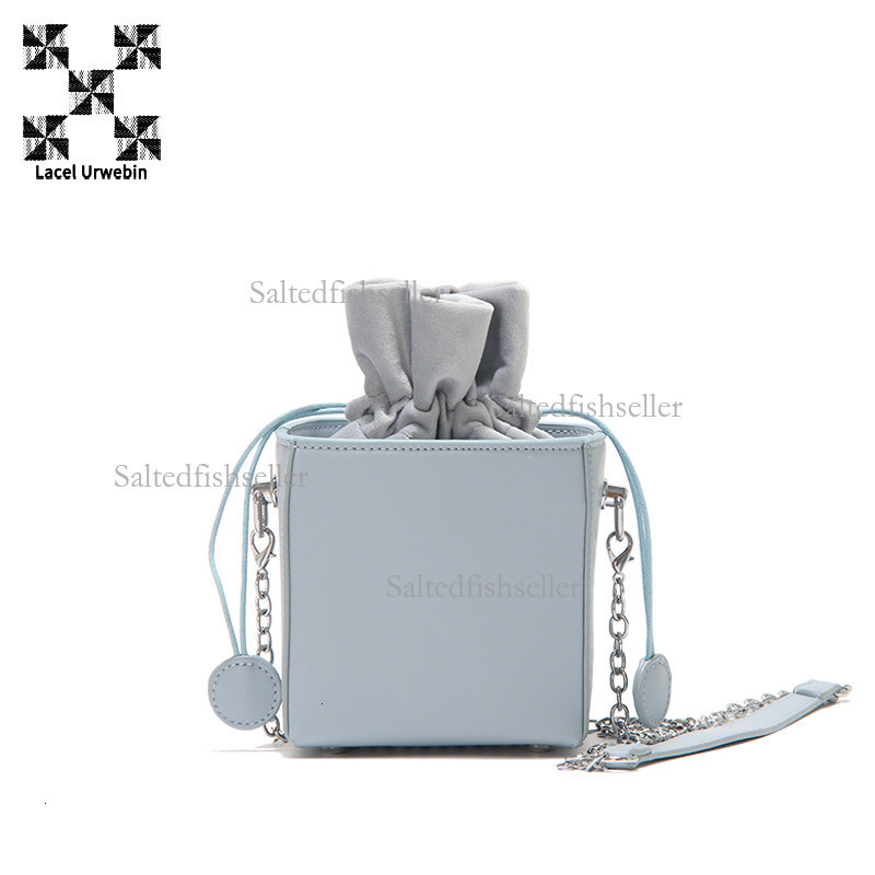 Lacel Urwebin Designer Korean Candy Colored Small Square Bag Luxury Fashion Drawstring Bucket Bag Stylish Mini Chain Shoulder Crossbody Bag Handbag