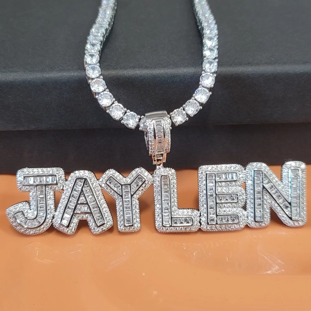 Hip Hop Cubic Zircon Custom Name Iced Out Letter Necklaces Cubic Zirconia For Men Women Jewelry Personalized For Her Gifts 251023