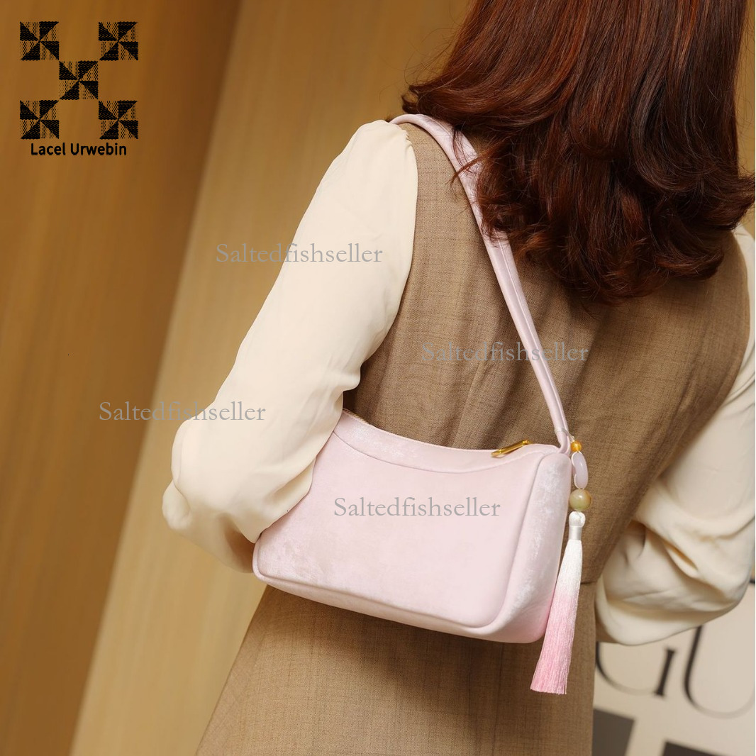 Lacel Urwebin Designer New Single Shoulder Underarm Bag Fashion Luxury Women's Tassel Chinese Cross Shoulder Small Square Bag Daily Versatile Sto
