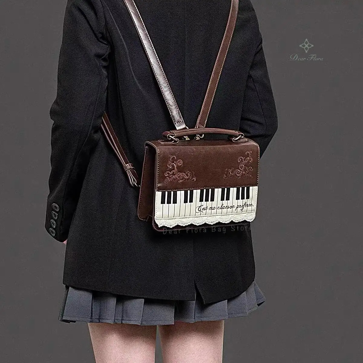 Vintage Piano Shoulder Bag Womens Brown Crossbody Y2k Girls Transparent Ita Personalized Backpack Aesthetic Handbags 251018
